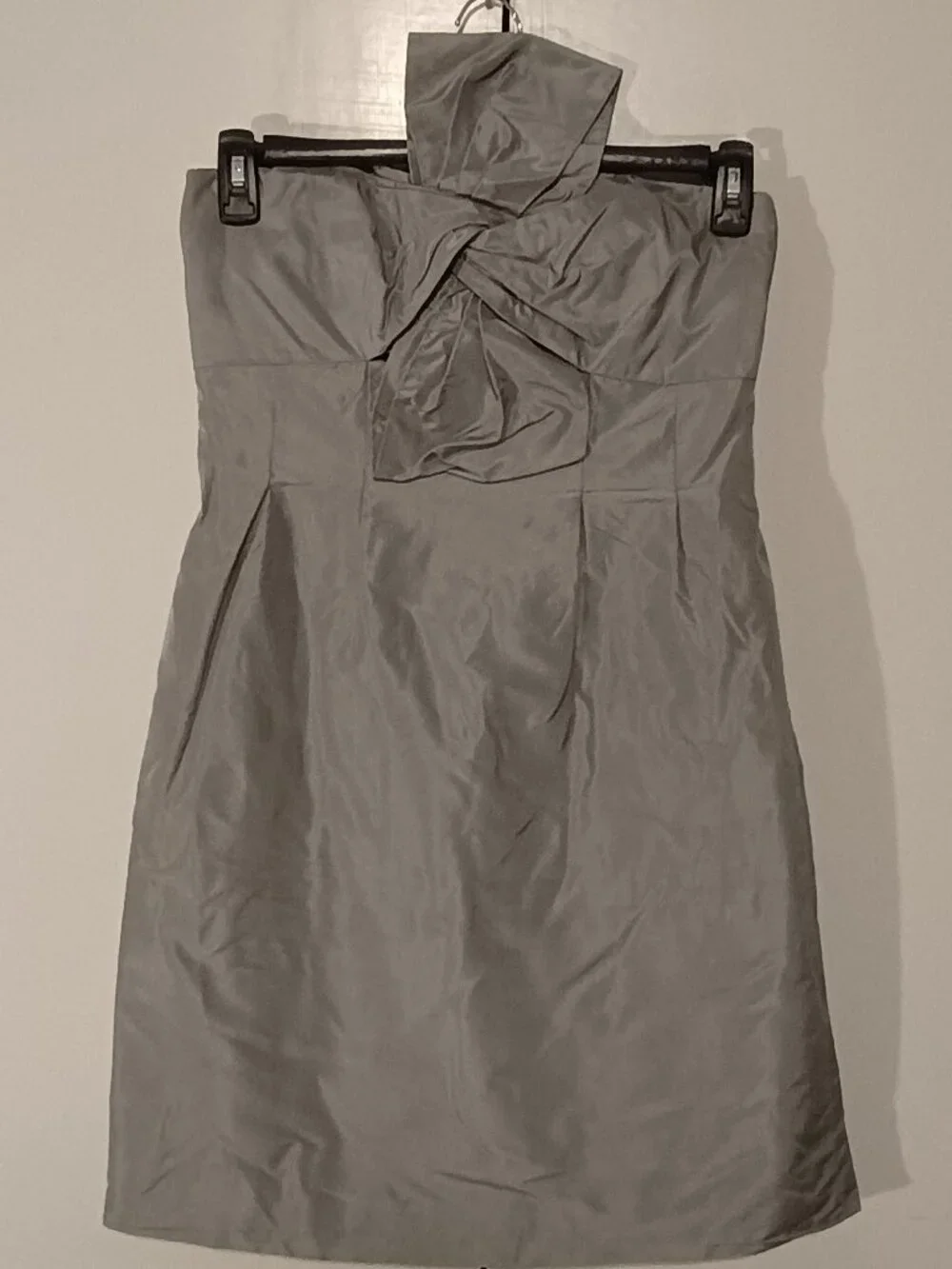 J.Crew Size 6 100% Silk Gray Strapless Bow Cocktail Dress Formal Y2K